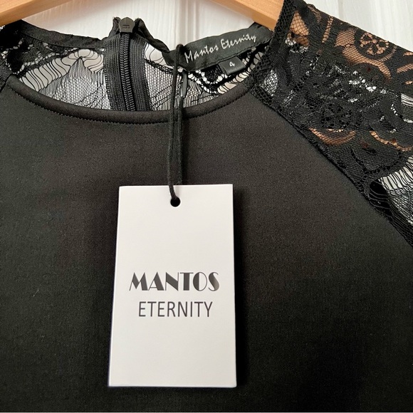 Lace Dress New with Tags Women’s Size 4 Mantos Eternity Formal 3/4‎ Sleeve Black - Picture 6 of 8